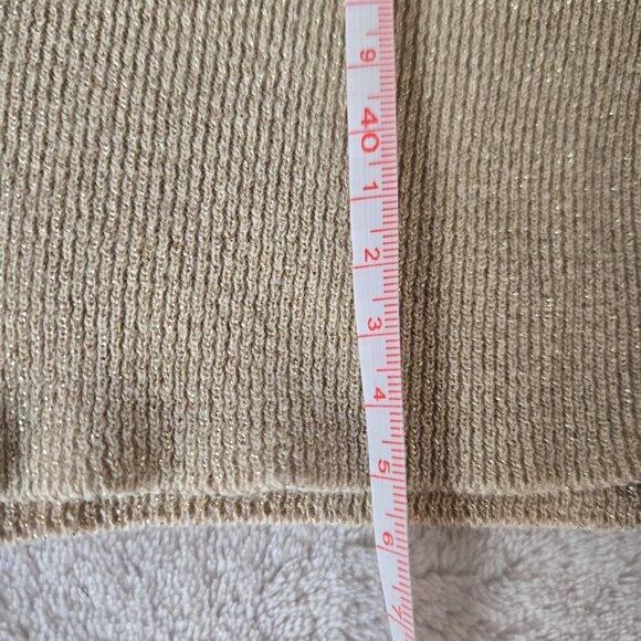 Y2K Mango Gold Glitter Knit Cardigan Crochet Short Sleeves Button Front size M - Picture 10 of 10